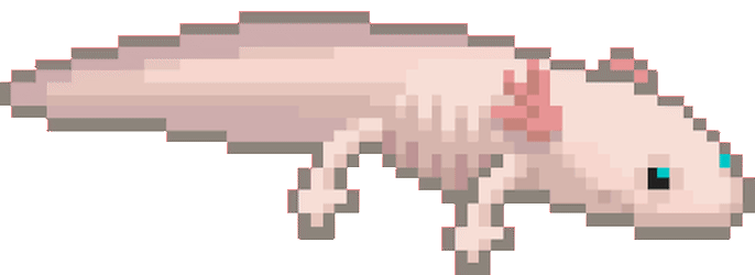 A pixellated gif of an axolotl moving side to side