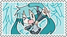 A stamp depicing Hatsune Miku, the anthropormorphic mascot of Vocaloid singing software
