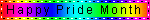 A rainbow background with the text Happy Pride Month