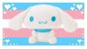 A stamp depicing the Sanrio character Cinnamoroll on the trans flag